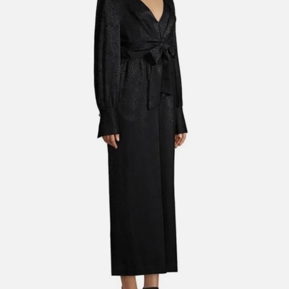 Kate Spade Front Tie Black Animal Print Jumpsuit Size 2 “Read description”